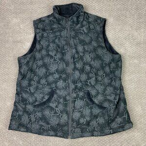 Columbia Reversible Vest Women's 2X Black Corduroy Fleece Full Zip